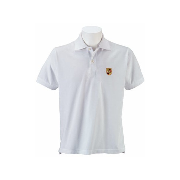 Polo blanc écusson Porsche brodé - Taille L