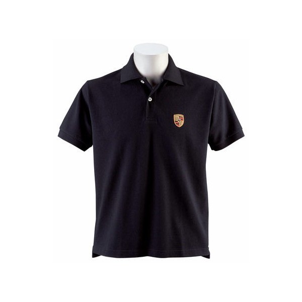 Polo noir écusson Porsche brodé - Taille L